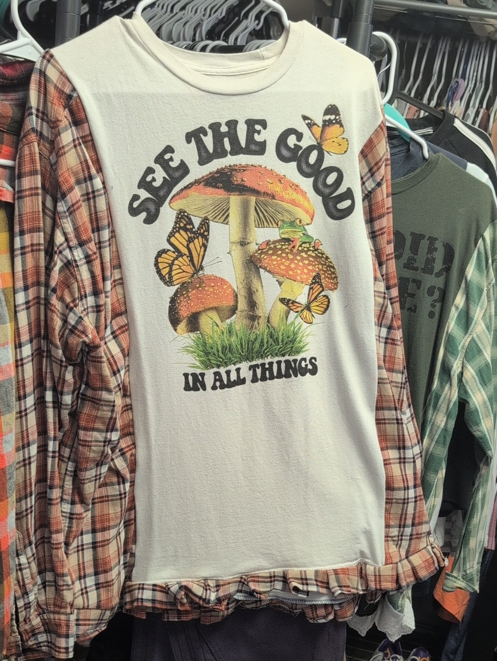 See The Good Long Sleeve Tee - Cream with Orange Graphic
